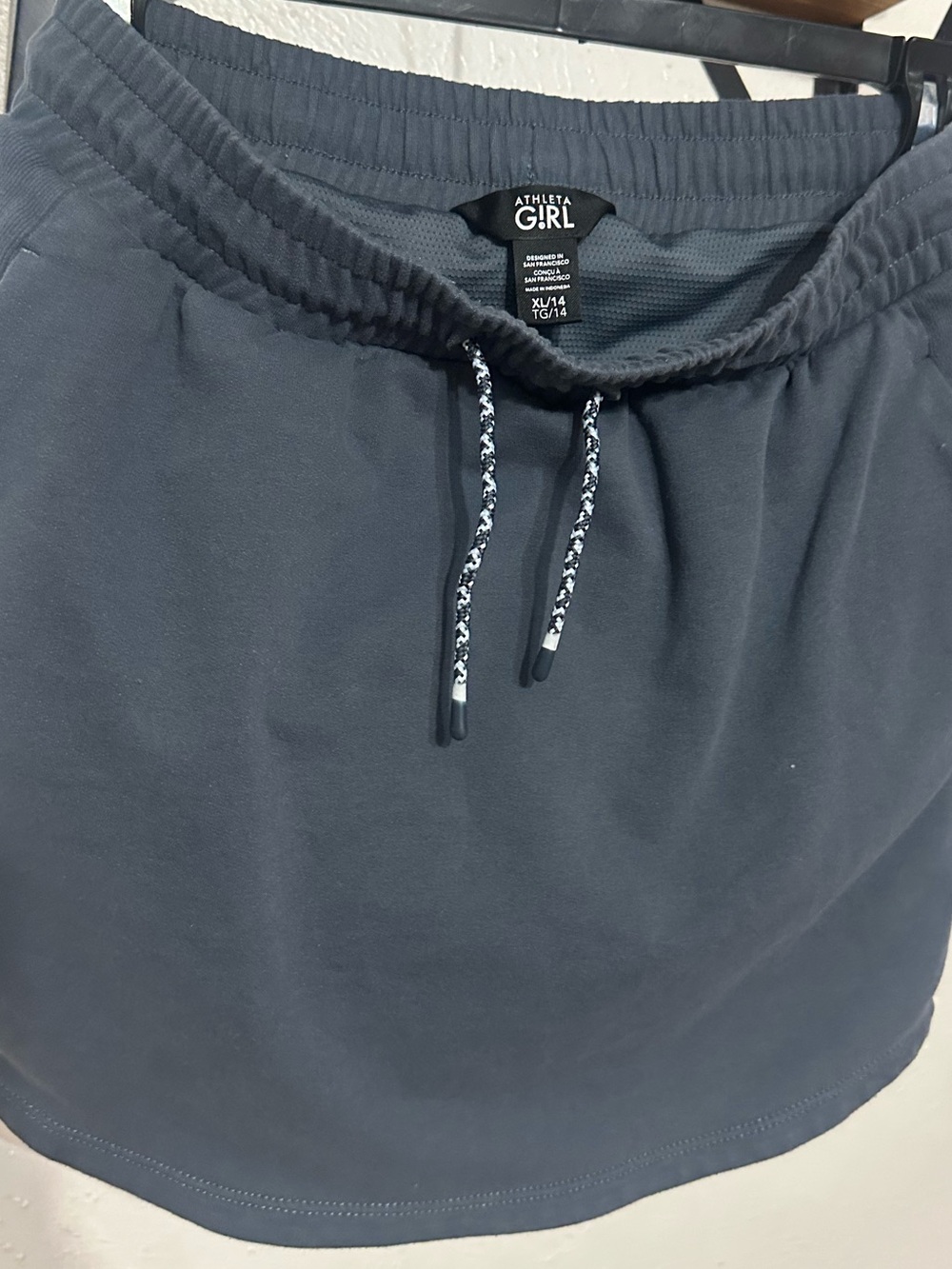 Athleta Navy Pull-On Mini Skirt with Drawstring